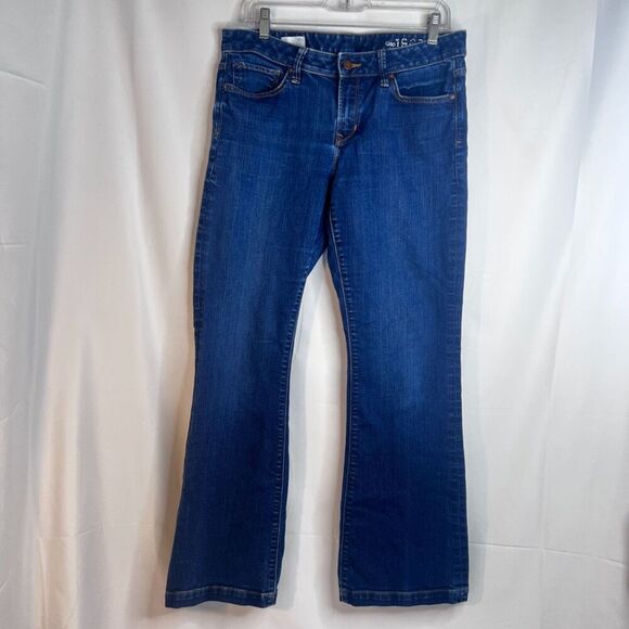 GAP Long & Lean Trouser Denim Blue Jeans Flare Size 30R - Picture 4 of 11